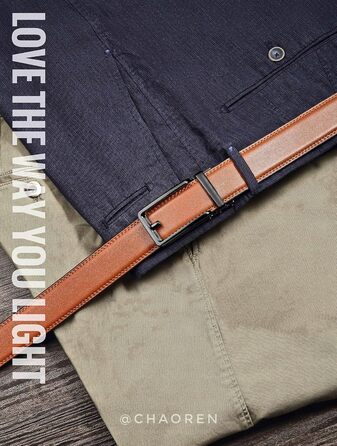 Чоловічий шкіряний ремінь CHAOREN 2 шт. чорного та коричневого кольорів – автоматичний ремінь з подарунковою коробкою. Стильний дизайн для будь-якого випадку та вбрання. Розмір 90-100 см (загальна довжина 115 см) та 100-110 см (загальна довжина 125 см)