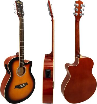 Електроакустична гітара TIGER ACG4-WH 4/4 для початківців з вбудованим 3-смуговим еквалайзером, комплектація: Gigbag, ремінь, запасні струни, білий колір