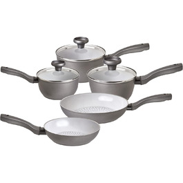 Prestige Earth Pan Cookware Pot Induction - 28cm / 7.5L - Non-Stick Ceramic, Recycled & Recyclable, Non-Toxic, Dishwasher Safe, Easy-Grip Handles (Cookware Set, 5 piece)