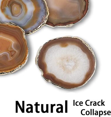 Yougoals Coasters, Geode Coasters for Drinks, Gemstone, Natural Stone, Agate Slices, Coasters, Cup Mat for Home Decoration (4 Pieces) (Natural Coffee, 2 Pieces)