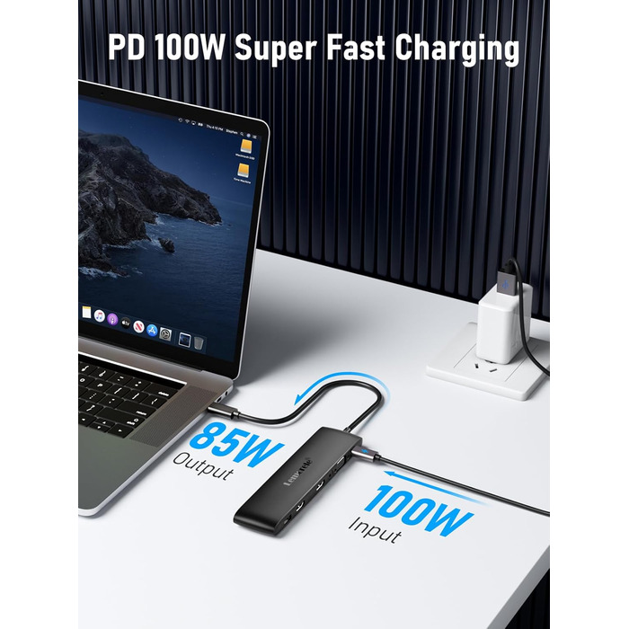 Lemorele Док-станція 12-в-1 з USB-C, 10Gbps, Dual 4K HDMI, VGA, USB 3.1/2.0, 100W PD, SD/TF, Audio для Windows, MacBook, Dell