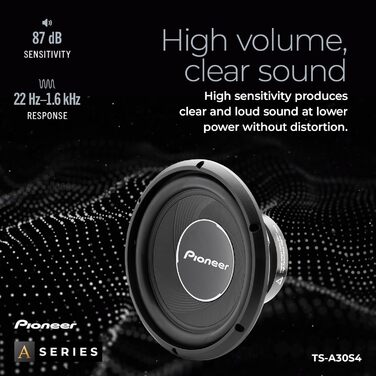 Сабвуфер Pioneer TS-A30S4 30 см, 1400 Вт, чорний, IMPP мембрана, потужний звук