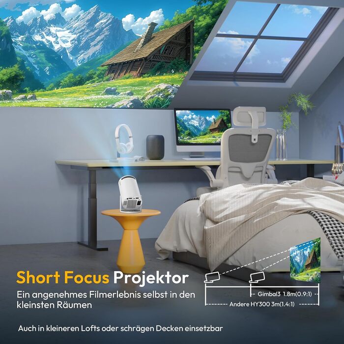 Портативний проєктор Xgody Gimbal 3 New: 12000 Люмен, Android 11.0, WiFi 6, Bluetooth, Auto Keystone, 720P HD (Підтримка 4K 1080P)