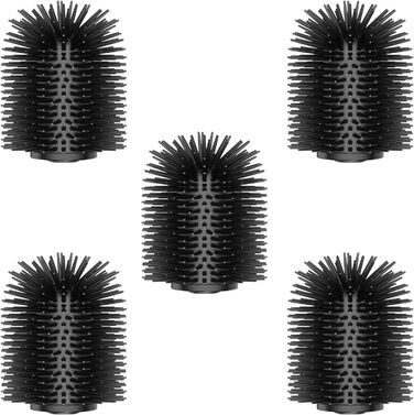 Набір для чищення унітазу WAVEWO з кріпленням на стіну, силіконова щітка та тримач, квадратна щітка з нержавіючої сталі 304, 2 насадки (чорна TPR)