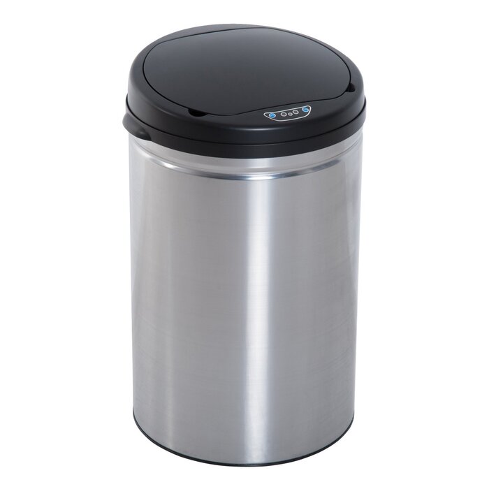 HOMCOM Automatic Sensor Trash Can - Waste Bin with IR Sensor, Round, 30L, Optional Inner Bucket, Stainless Steel | Aosom