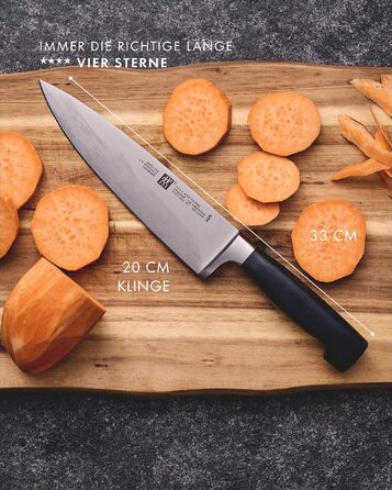 Кухонний ніж Zwilling Vier Sterne 20 см, нержавіюча сталь, Made in Germany