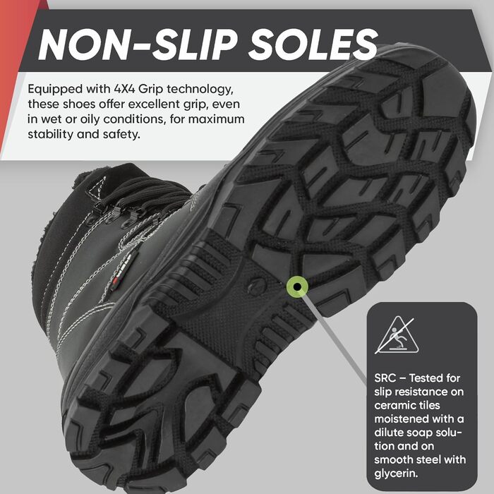 Черевики робочі зимові чоловічі BWOLF GRIZZLY S3, водонепроникні, оліостійкі, антиковзаючі, з Reflect-технологією та ергономічною підошвою, 40 EU, чорні