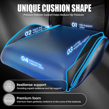 Геймерське крісло Racingreat Ergonomic: регульоване, з підголівником, PU-шкіра, для дітей, підлітків та дорослих, чорне