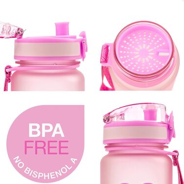 Embrava Best Sport Water Bottle - 1000ml - quick-flow, flip-top leak-proof lid that opens with a click - non-toxic BPA-free & eco-friendly Copolyester-Tritan plastic (Pink)