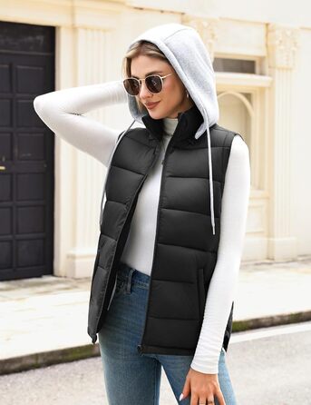 Чоловіча степкова жилетка Vancavoo з капюшоном, чорна, розмір S | З капюшоном, тепла, для відпочинку