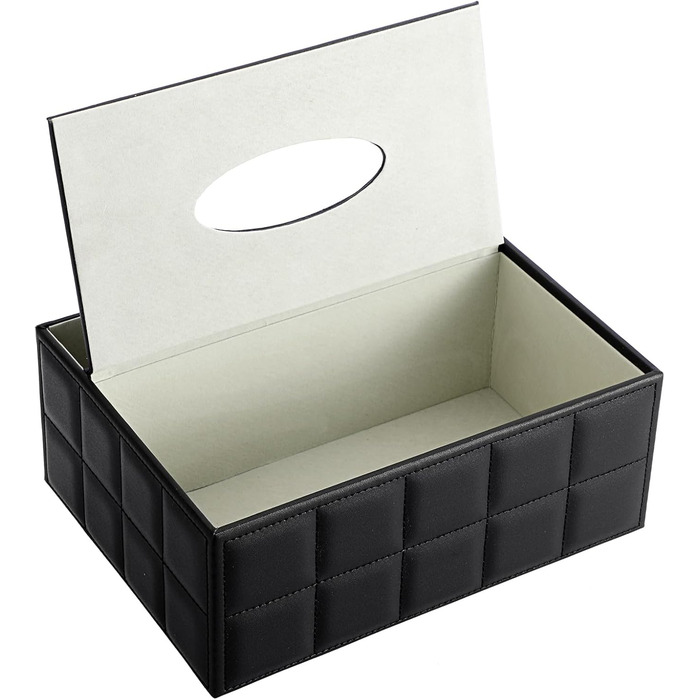 Скріпка для серветок з PU-шкіри, прямокутна, органайзер для столу з 3 відділеннями, для пультів дистанційного керування (чорний)