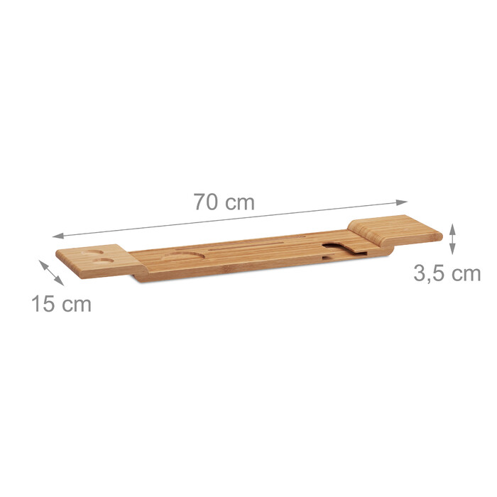 Relaxdays Bamboo Bathtub Shelf with Glass Holder