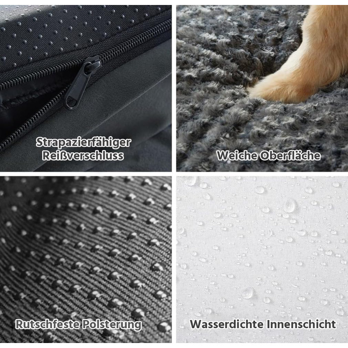 Ортопедичне ліжко для собак великих порід - водовідштовхуюче, з неслизьким дном та знімним чохлом (M: 71 x 58 x 17 см)