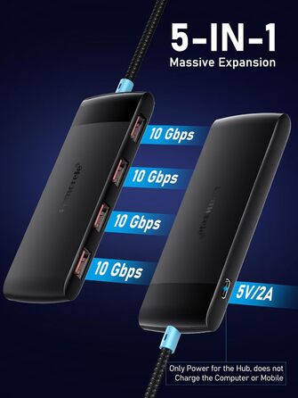 Lemorele USB-C док-станція: 4K HDMI, 4x USB 3.0/2.0, 100W PD, SD/TF, USB-C 3.0 - для MacBook, Dell, HP, Lenovo, Asus