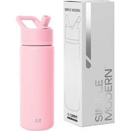 Simple Modern Trinkflasche mit Strohhalm und Chug-Deckel | Stainless Steel Insulated Water Bottle with Straw and Chug Lid for Sports, Gym | Summit | 950ml | Checkmate (532 ml, -Blush)