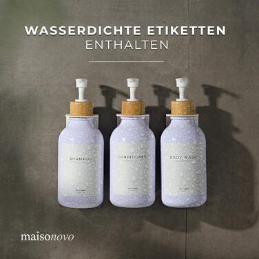 Шампунь MaisoNovo: Набір з 3 флаконів для душу та мила (500 мл) з чорним насосом та білим бамбуком