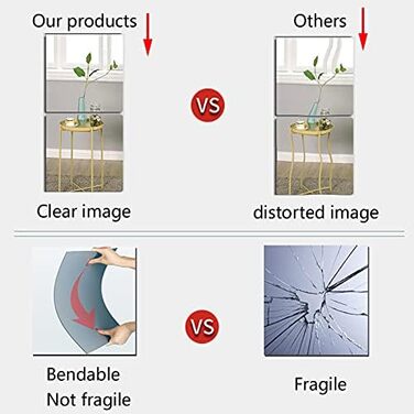 Акрилові дзеркала наклейки на стіну, 35 x 35 см, 4 шт., Плексиглас, Небитливі, Самоклеючі, для монтажу на стіну, Великі, для домашніх тренувань, фітнес-залу, оздоблення плитки