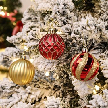 Прикраси для ялинки Shareconn 30 шт. Діаметр 6 см (60 мм), червоний та золотий колір, міцні, для ялинки та святкування