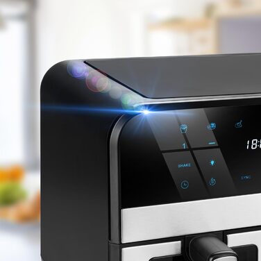 Фритюрниця повітряна LEHMANN з 2 камерами, 9л, 2400 Вт, AirFryer XXL з 12 програмами, до 200°C, WiFi, без олії, з технологією Air Fry – гриль, випічка, ферментація, дегідратація