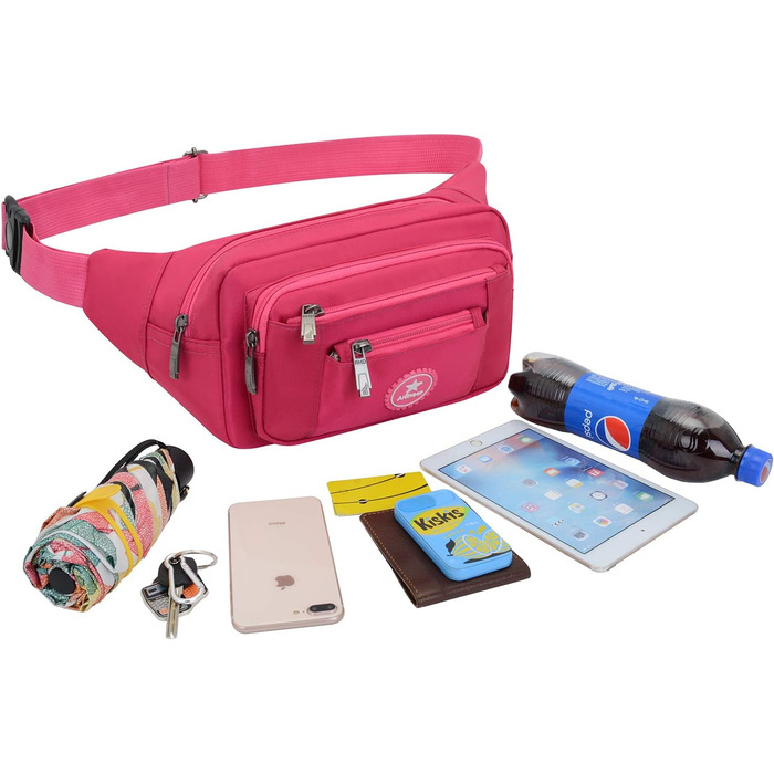 Водонепроникна поясна сумка для чоловіків та жінок, спортивна, для бігу, піших прогулянок, велосипедна, для ножа та туристичного інструменту (Рожевий колір)