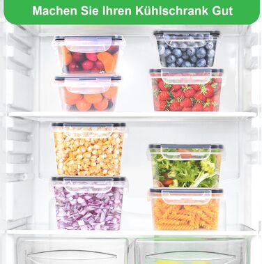 Набір контейнерів Kottwca, 30 шт. (15 контейнерів + 15 кришок) - набір для зберігання продуктів, 100% герметичність, BPA-Free, для мікрохвильовки та холодильника (8 великих об'ємів)