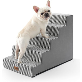 COZY KISS Dog Stairs for Small Dogs, Wide Steps Pet Stairs for Bed Couch Car, 60cm High High-Density Foam Cat Stairs with Removable Cover (7x0x60cm, ) (Black & White, 5, 75x50x60cm)