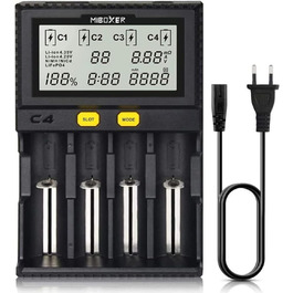 Зарядний пристрій для акумуляторів 18650 з 4 слотами, LCD-дисплеєм, для Li-Ion, LiFePO4, NI-MH, NI-Cd, AA, AAA, C, 18350, 18500, 18700, 20700, 21700, 26650, RCR123