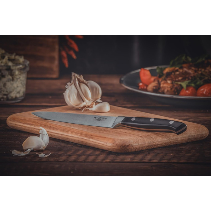 Ніроста Trinity – професійний ніж із нержавіючої сталі 34 см для овочів та фруктів, ручне заточування, важка ручка з захистом пальців