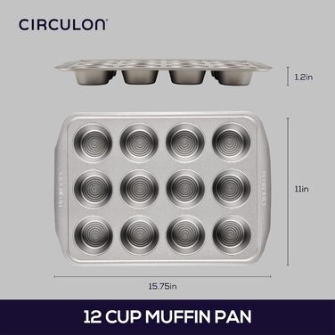 Форма для 12 мафінів Circulon, антипригарна, сталева, сіра