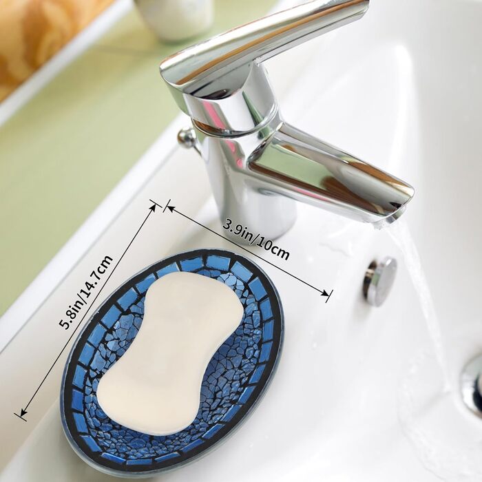 Набір аксесуарів для ванної кімнати Sanbege з мозаїчного скла, 4 шт., блакитний, комплект для ванної кімнати