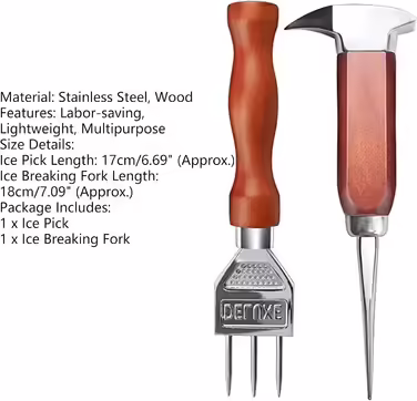 2-Piece Ice Pick Set, Labor-Saving, High Durability, Whiskey Ice Pick, Ice Crusher Set, Bartender Accessories for Home