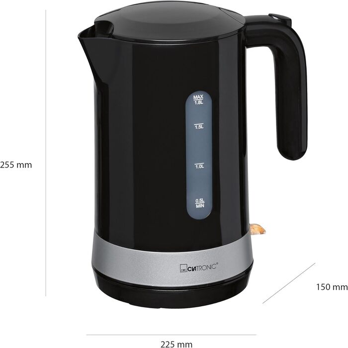 Електричний чайник Clatronic WK 3837: скляний, 1.7 л, BPA free, з підсвічуванням, для дому