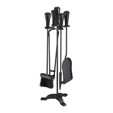 Relaxdays 5-Piece Fireplace Tool Set in Black