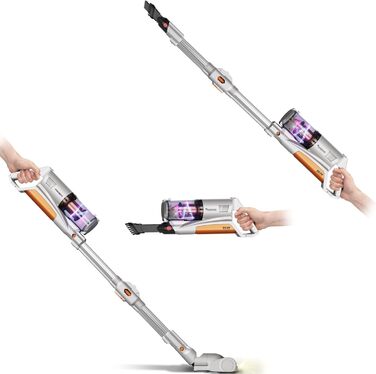 Вертикальний пилосос TurboTronic StormStick 120 Вт з ручним пилососом, фільтр MIF, 5 м кабель, 11 кПа, циклонна технологія, срібний