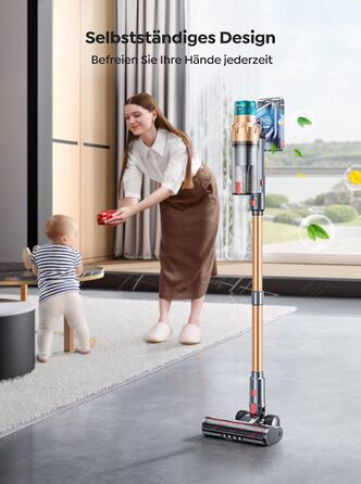 Cordless Vacuum Cleaner 45000Pa/550W/60Mins, Stand-Alone and Self-Charging Vacuum Cleaner, 4-in-1 Cordless Vacuum with Auto Mode & Anti-Tangle for Pet Hair, Carpet, and Hard Floors