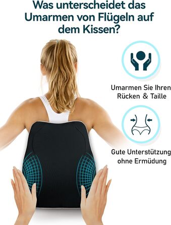 Подушка для спини Ergonomisches RückenKissen Travel Ease з Memory Foam - для офісного та комп'ютерного крісла, чорна