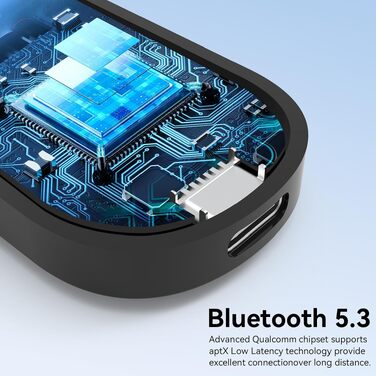 Bluetooth-адаптер 2-в-1 (передавач та приймач) з OLED-дисплеєм, aptX Low Latency, роз'єм 3.5 мм Jack для ТБ, літака, навушників та AirPods, чорний