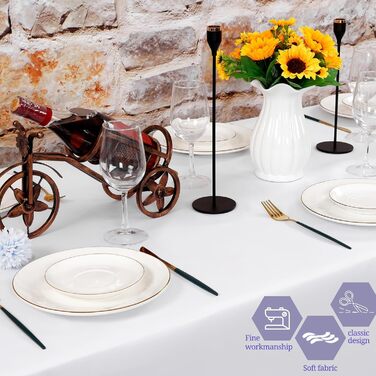 6-Pack White Rectangular Polyester Tablecloth 60 x 102 Inches Polyester Fabric Tablecovers, for Indoor and Outdoor 6 Ft Rectangular Tables, Wedding, Birthday, Party, Table Decoration (152X260cm)
