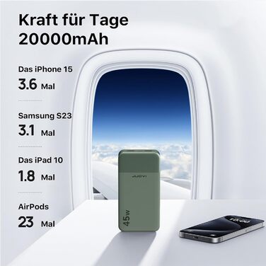 Power Bank JUOVI J2621, 20000mAh, 45W, для Switch, MacBook, iPhone, Samsung, Steam Deck