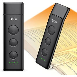 LED Кліпса для читання Gritin: USB-лампа, 3 кольори, регулювання яскравості, для книголюбів (біла/чорна)