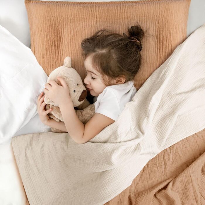 Постільна білизна для дитячого ліжечка Lulumoon з мусліну 100x135: комплект простирадла 100x135 + наволочка 40x60 см з бавовни Oeko-TEX Standard – легка та комфортна постільна білизна для малюків та дітей (муслін-колір, 100x135 см + 40x60 см)