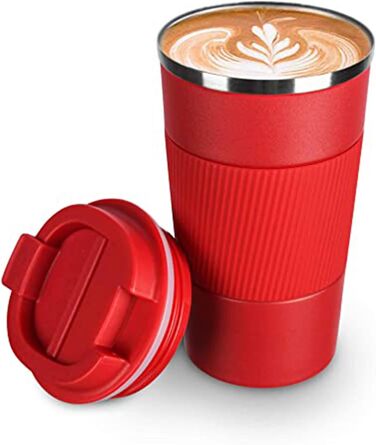 Термокружка-термоізольована чашка з нержавіючої сталі, туристична термокружка, вакуумна, не протікає, з кришкою, для автомобіля, з подвійними стінками, для води, чаю, кави, 380мл (Червоний, 510 мл)