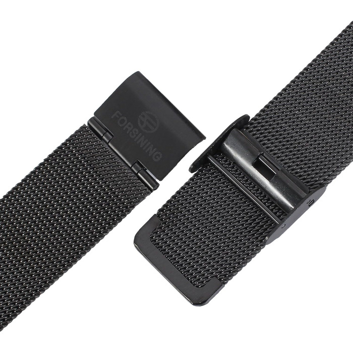 Чоловічий механічний годинник FORSINING з тонким корпусом та сталевим браслетом, Skeleton, чорний колір