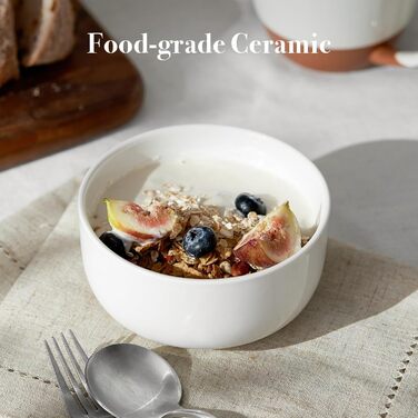 DOWAN Набір супових тарілок, 1100 мл, 4 шт. (650 мл/13 см, білий) - кераміка, для кухні