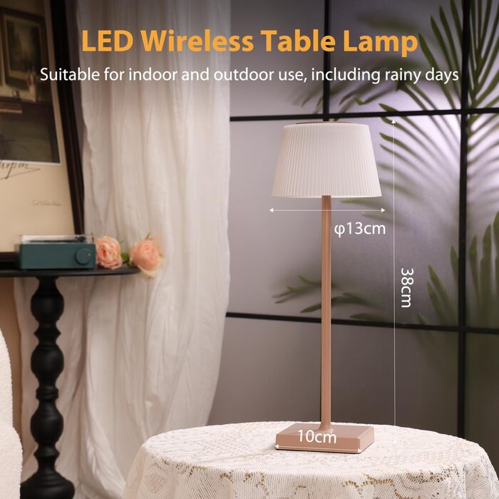 Світлодіодна настільна лампа Aigostar акумуляторна бездротова, димується сенсорним дотиком, 3 режими світла, водонепроникна IP54 для дому та саду (Світло-коричнева)