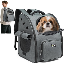 Рюкзак для собак та котів ALLSOPETS - дихаючий, складний, з фіксатором, для подорожей та прогулянок (темно-сірий)