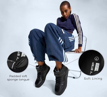 Жіночі баскетбольні черевики Lucky Step з клямками - стильні кросівки з штучної шкіри, чорного кольору, розмір 36 EU