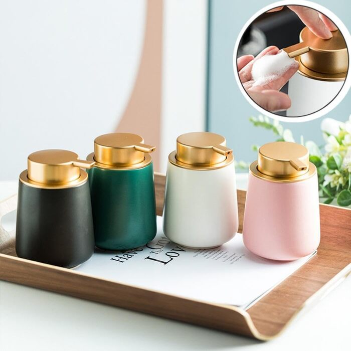 Дозатор для мила XUDREZ, керамічний, 380 мл, для кухні, наповнюваний, диспенсер для мила, пінного мила, шампуню, гелю для душу (C-white)