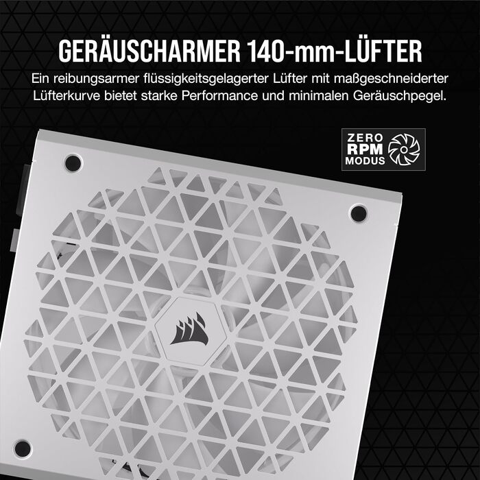 Блок живлення Corsair RM1000x Shift 850W White, повністю модульний, ATX 3.1 & PCIe 5.1, 80 Plus Gold, з бічним інтерфейсом та Zero RPM