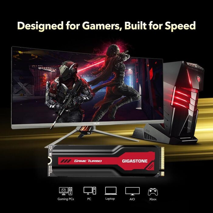 Gigastone SSD Gen4 2TB: Швидкий NVMe PCIe 4.0 SSD для ПК, ноутбука, PS5 з радіатором